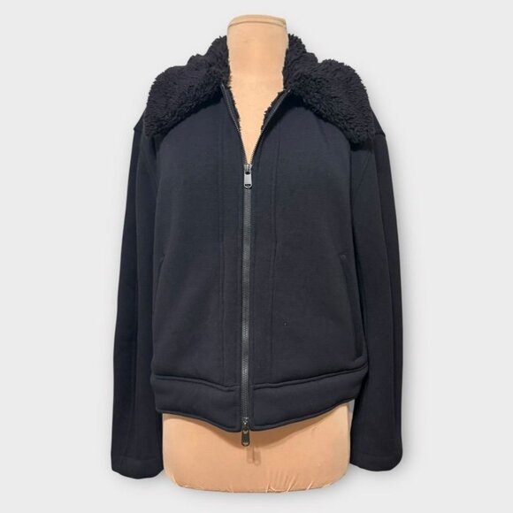 Athleta Westbound Sherpa Jacket Small Black Fleece Lined Women Cozy Travel EUC - Picture 3 of 8
